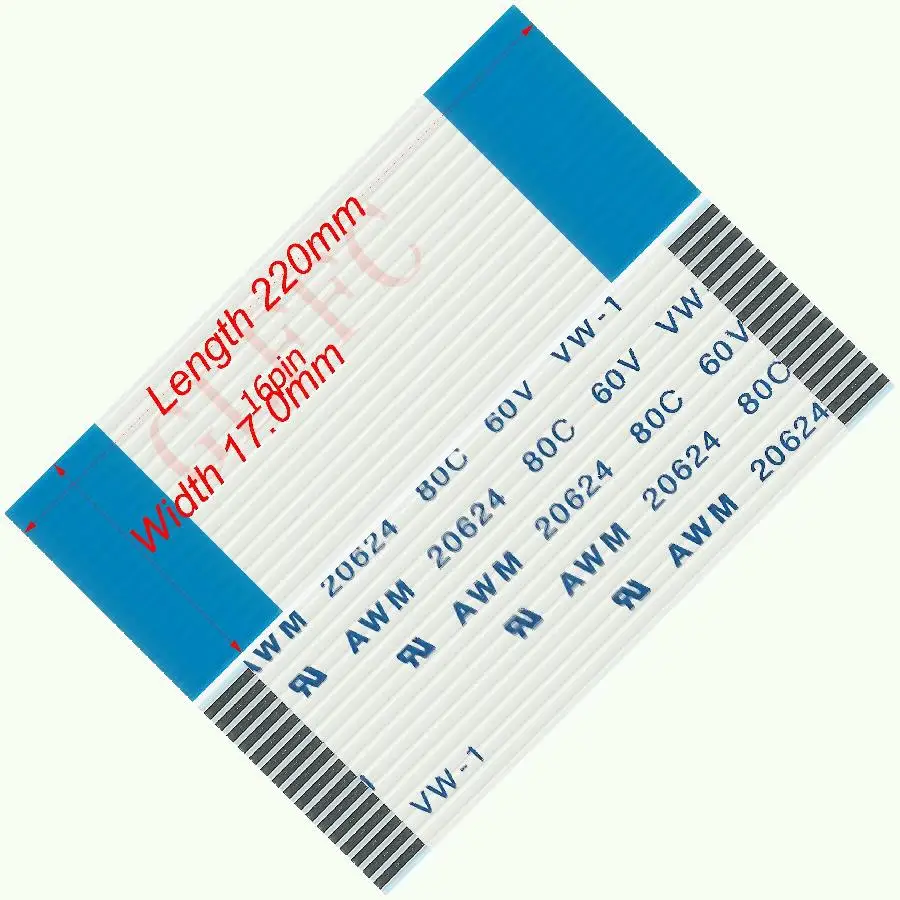 16pin 1.0 passo 220mm-2000mm um-tipo cabo liso flexível ffc awm 20624 rohs para o computador de ttl lcd dvd