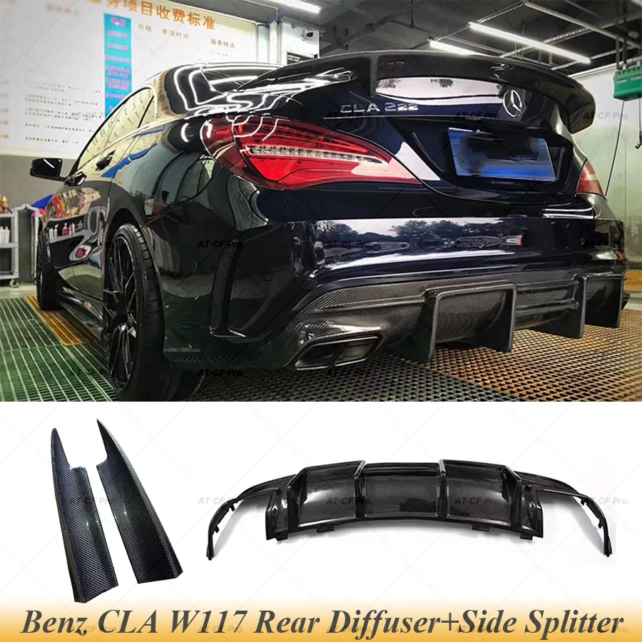 W117 Carbon Fiber Car Styling Rear Bumper Diffuser Lip For Benz CLA W117 C117 CLA200 CLA250 Sport CLA45 AMG 2013-2019 Car