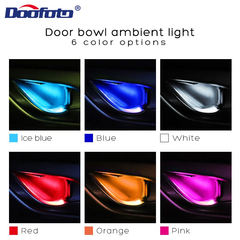 Car Door bowl Light Universal Atmosphere LED Ambient lights Auto accessories stickers for BMW Audi Renault Mazda Toyota Benz