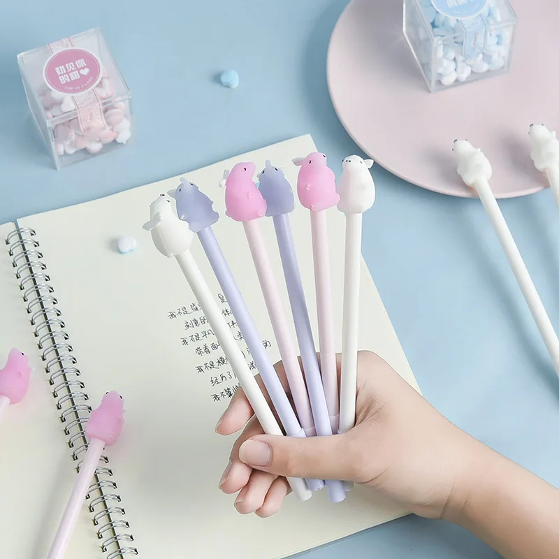 36PCS Cartoon Polar Bear Gel Pen Lovely Modeling Pen Student Creative Stationery Kawaii School Supplies