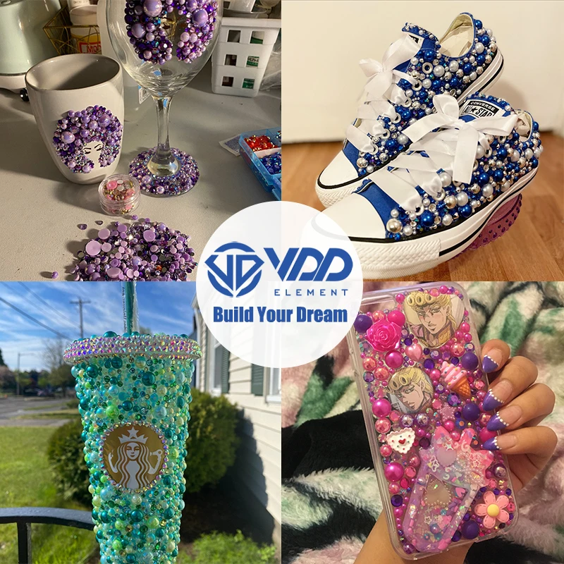 VDD 30/60/200g Gemischte Größen ABS Imitationsperlen Halbrunde Flachrückseitige Perlen AB-Farbe Harz-Strasssteine für Handwerk, Nagelkunst und DIY-Dekoration – Detail 3