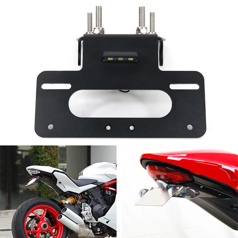 Fit For Ducati Monster 797+ 1200/S SUPERSPOR 939/S 2017-2024 License Plate Holder Bracket Rear Tail Tidy Fender Eliminator kit