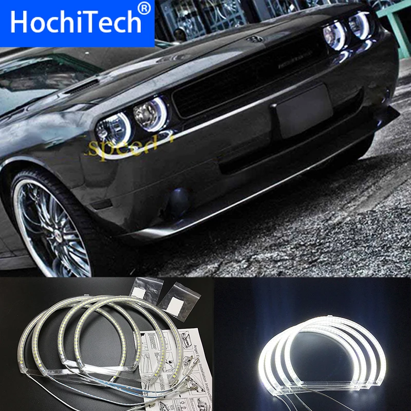 

HochiTech супер яркий белый цвет светильник SMD светодиодный ангельские глазки для Dodge challenger 2008-2014 стильные Автомобильные фары дневного светильник