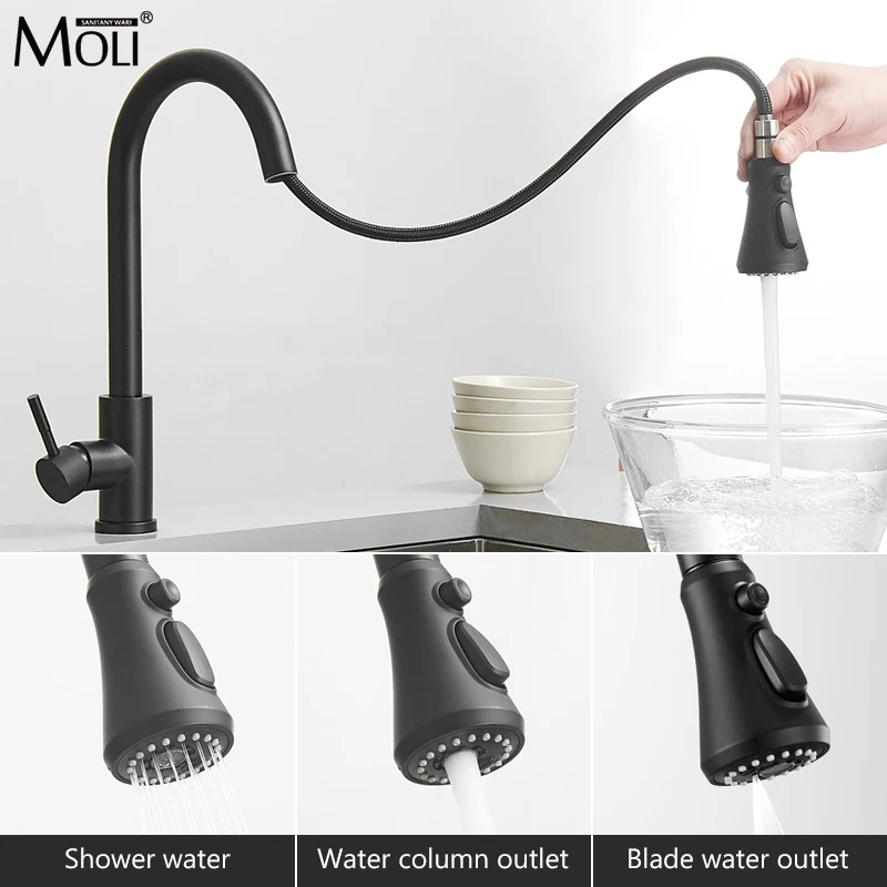 

MOLI Kitchen Faucets 304 Stainless Steel Kitchen Mixer Single Handle Single Hole Kitchen Faucet Mixer Sink Tap ML5407