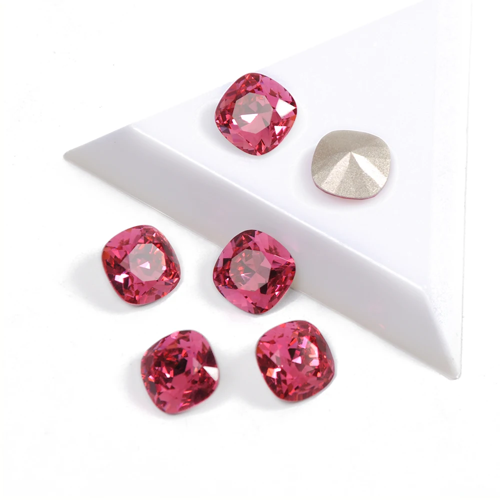 CTPA3bI Charming Fuchsia Color Glass Material Crystal Sew On Rhinestones With Silver Gold Claw DIY Bags Dress Accessories