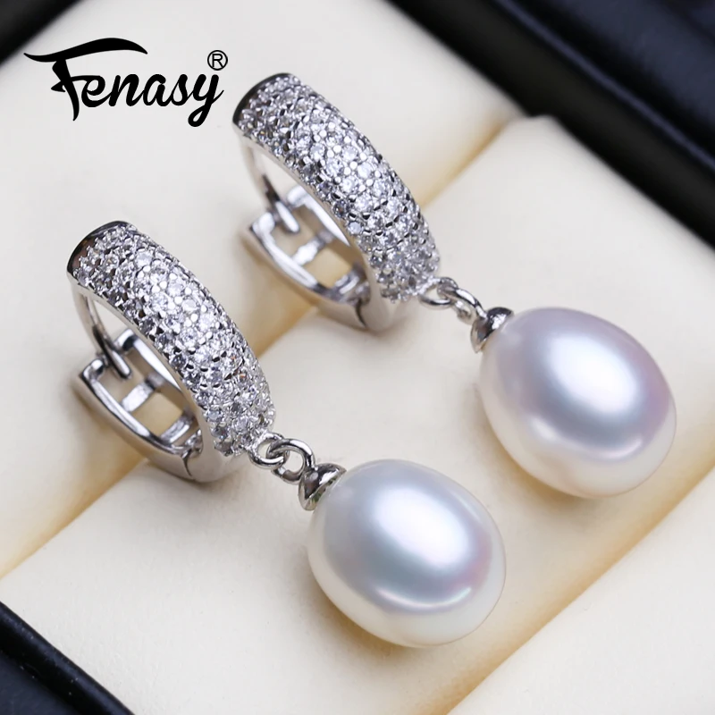 FENASY Naturalne słodkowodne duże barokowe kolczyki z perłami 925 Sterling Silver Party Biżuteria ślubna Prezenty dla kobiet Hurtownia