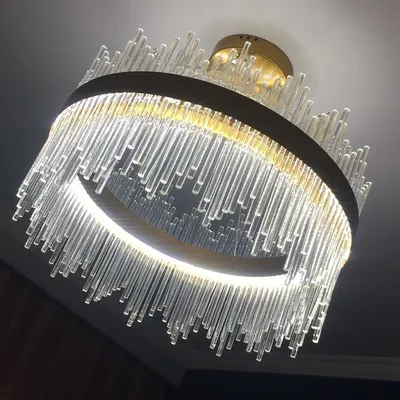 Art Glass Gold Round Oval Chandeliers