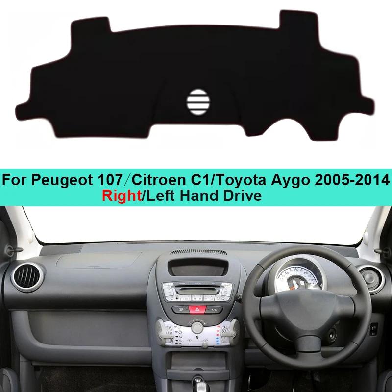 Cubierta de salpicadero interior de coche, Alfombra de salpicadero, capa de cojín para Peugeot 107, Citroen C1, Toyota Aygo 2005-2014, LHD, RHD,