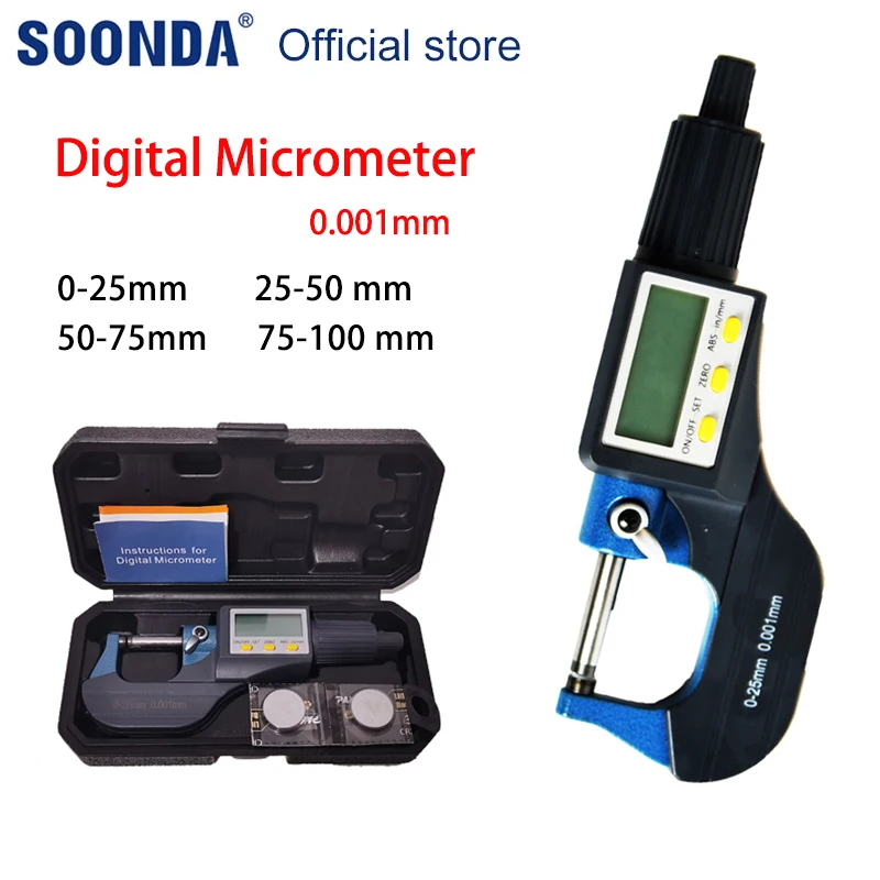 

Digital Electronic micrometer gauge 0-25/25-50/50-75/75-100mm Micron Outside Micrometer 0.001mm Digital measuring tools caliper