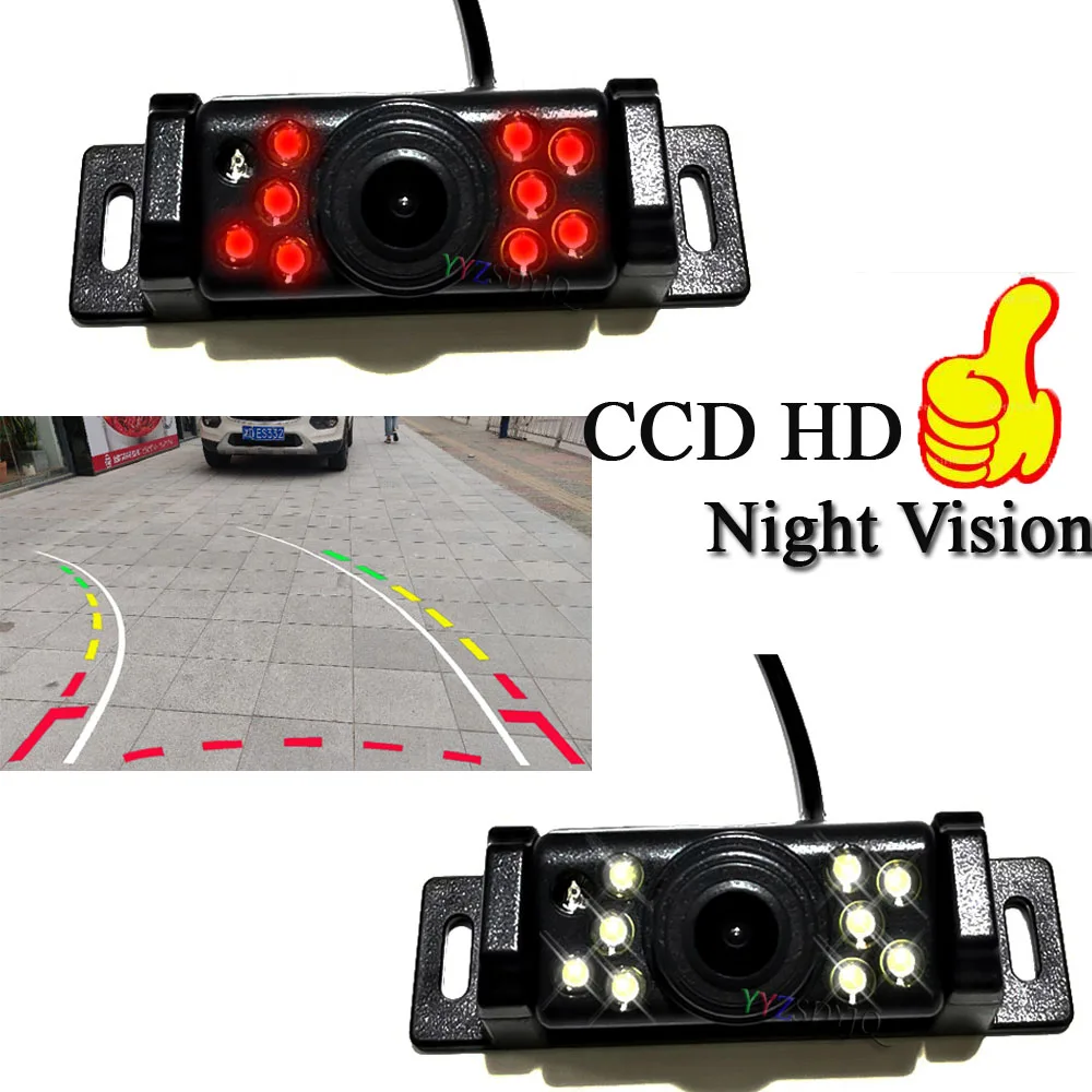 

Newest Intelligent Dynamic Trajectory Short License Plate Frame Reverse Car Rear View Camera 9 Infrared/ LEDLights Night Vision