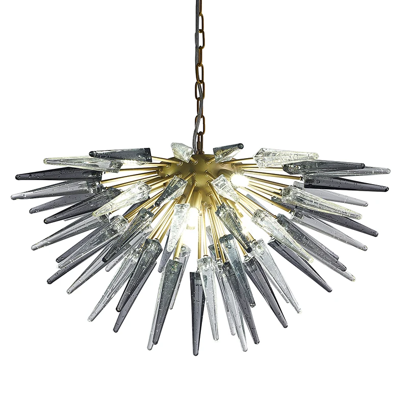 

Modern Sputnik Chandelier Smoke Grey Glass Lightings Lustre Loft Dining Room Kitchen Table Top Gold Iron Chandeliers