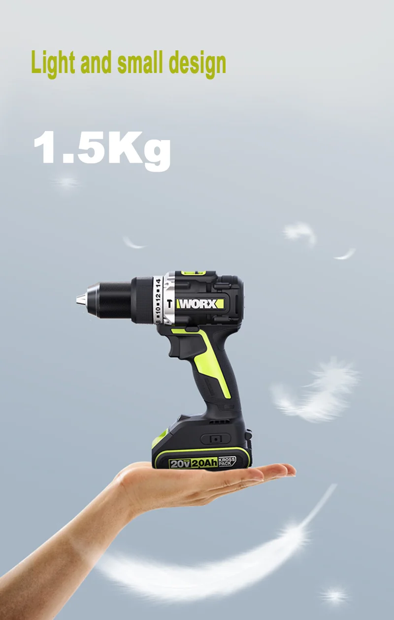 Worx we362-電動インパクトドリル,20V,4.0ahバッテリー,60nブラシレスモーター,小型および軽いインパクトドリル,木工ツール