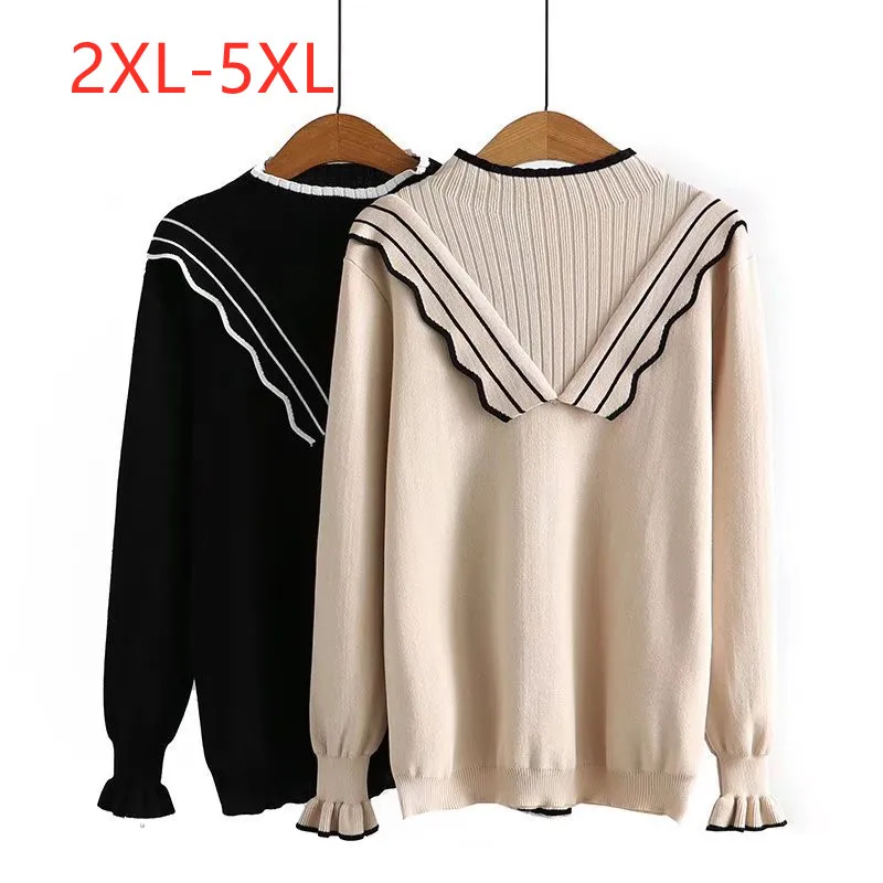 

Large women's winter new fashion top stitched lace Plus Size sweater