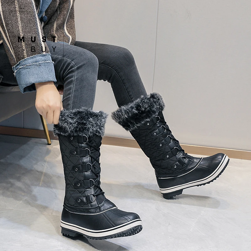 New 2023 Winter Boots Women Snow Boots Winter Shoes Warm Thick Fur Non-slip Waterproof High Boots Woman Shoes Big Size 36-42