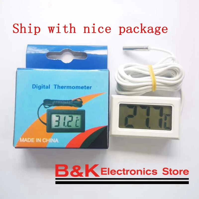 Mini Digital LCD Convenient Temperature Sensor Humidity Meter Indoor Hygrometer Portable Gauge Fridge Thermometer Wire 2M