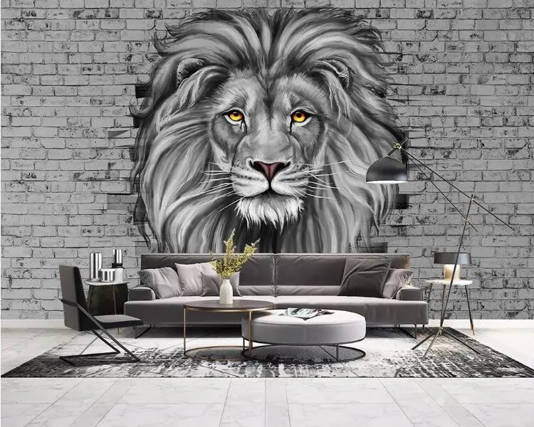 

Custom Photo Wallpaper Modern Black And White Lion Mural Living Room Kids Bedroom Background Wall Painting Creative Art Frescoes