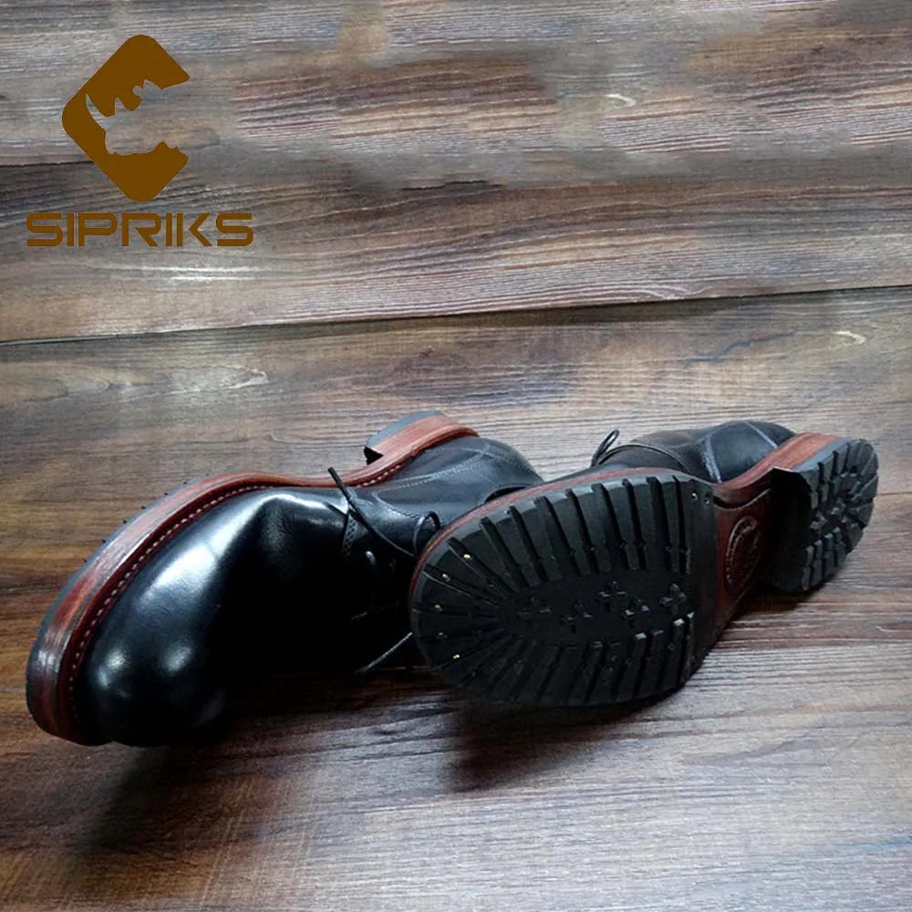 Sipriks Imported France Calf Leather Goodyear Welted Shoes Mens Casual Leather Footwear Shoes Big Round Toe Elegant Cowboy Shoes