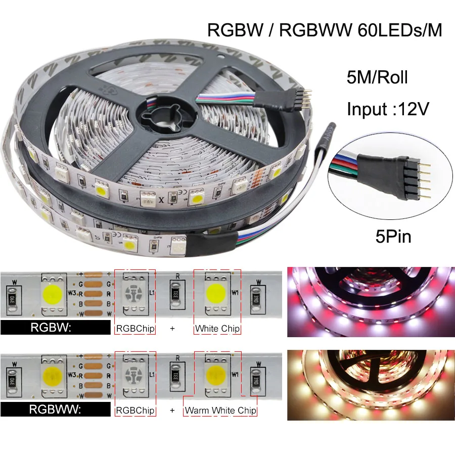 5m-100m WiFi/IR/2.4G Touch LED Strip Light RGB SMD 2835 5050 RGBW/RGBWW 60leds LED Strip Tape DC 12V+ Remote Control+ Adapter EU