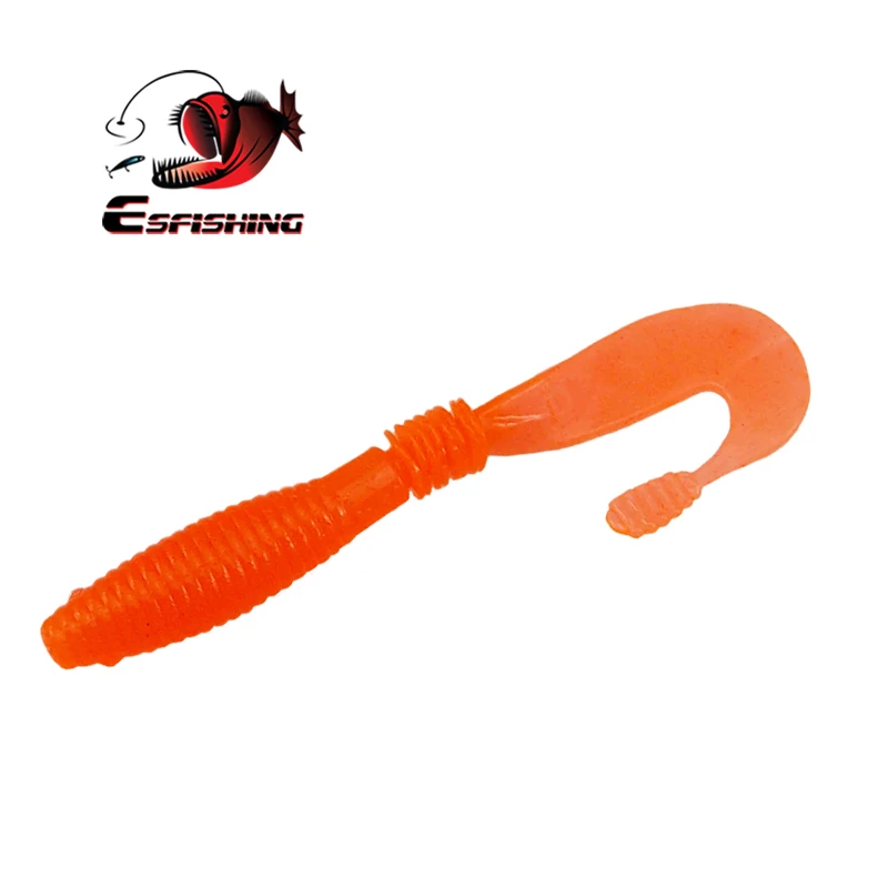 ESFISHING Phản Grub 5 100Mm Sigle Đuôi Grub Mềm Mại Nhân Tạo Silicone Mồi Pesca Mồi Câu Cá Cho Tất Cả Cá hai Màu Sắc