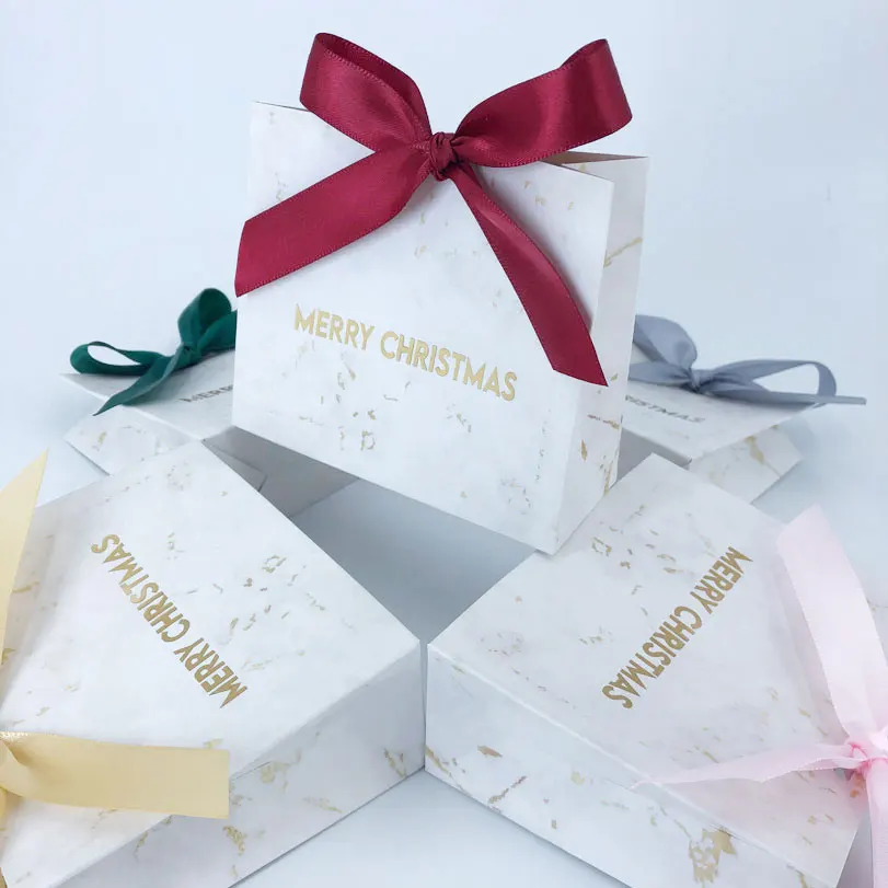 

New Year 2022 Gifts Box Bronzing Packaging MERRY CHRISTMAS Candy Boxes Navidad Natal Noel Party Decoration Supplies