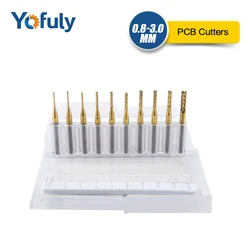 10PCS 0.8-3.0 millimetri di Titanio Fresatura PCB Corn Fresatura Bit Cutter Carburo di Tungsteno End Mill Per CNC taglio del legno