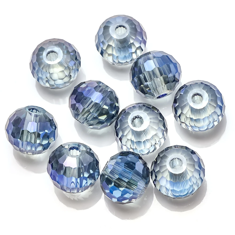 10Pcs/Lot Faceted Round Ball Bead 14/16MM Big Hole Beads Glass Jewelry Making DIY Crystal Crafts Beading for Decoration