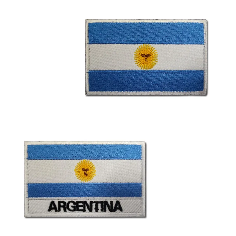 Argentina Flag Patch Embroidery Hook and Loop Patches World Flag Badge Tactical Chapter Clothing Bag Hat Backpack Accessories