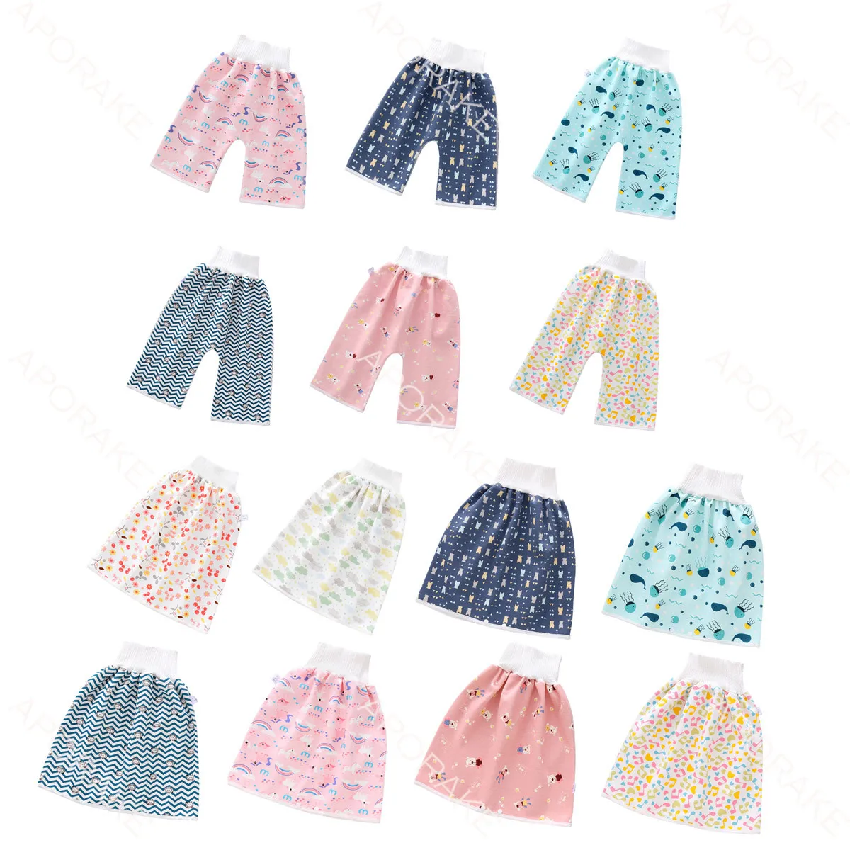 Baby Diaper Training Skirt Comfortable Waterproof Pajamas Skirt High Waist One Size Washable Reusable cloth Diapers For Babies