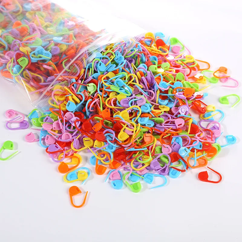 100Pcs Mix Color Small Plastic Sew Pin Knit Locking Stitch Markers Crochet Latch Knitting Tools Needle Clip Hook Sewing Tool