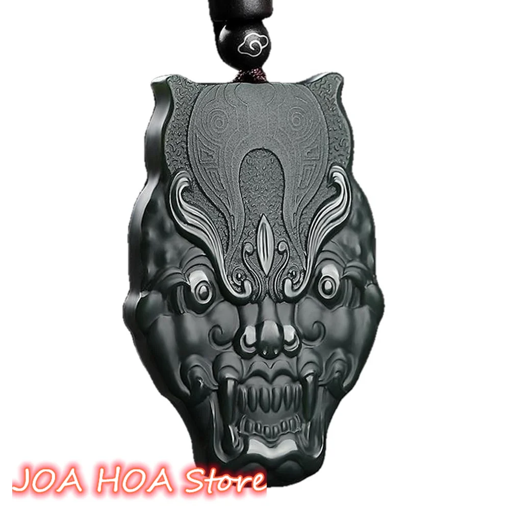 

Beast Face Pendant Natural Hetian Tower Qing Jade Handcrafted Neck Accessories Chain Necklace Jewelry