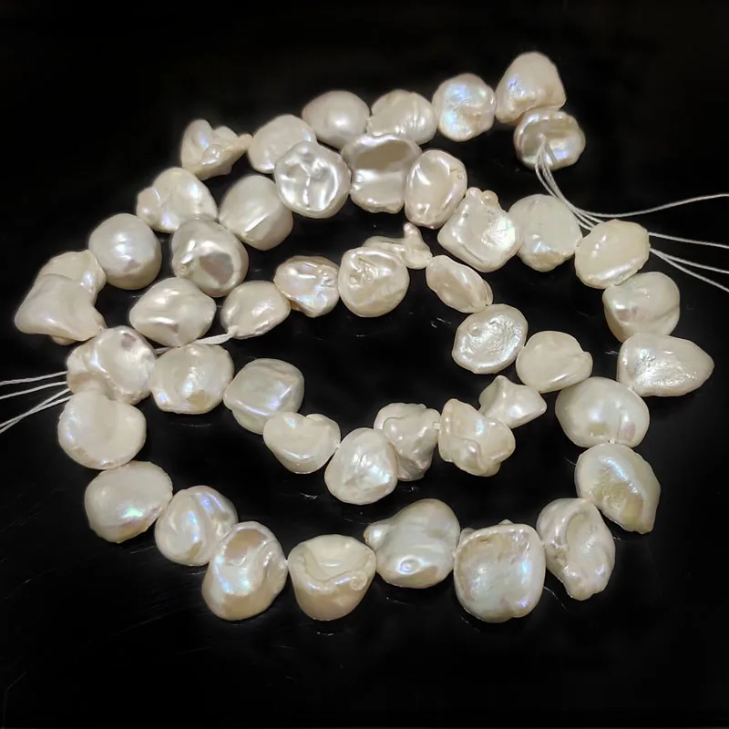 16 inches 11-13mm Natural White Side Drilled Keshi Pearl Loose Strand