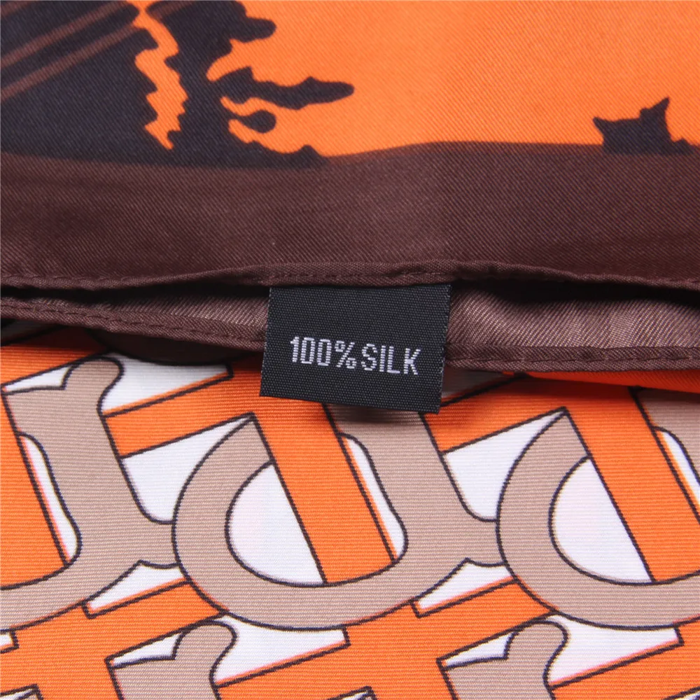 POBING-bufanda de seda con estampado de barco para mujer, pañuelo cuadrado grande, Hijabs de seda, 130CM