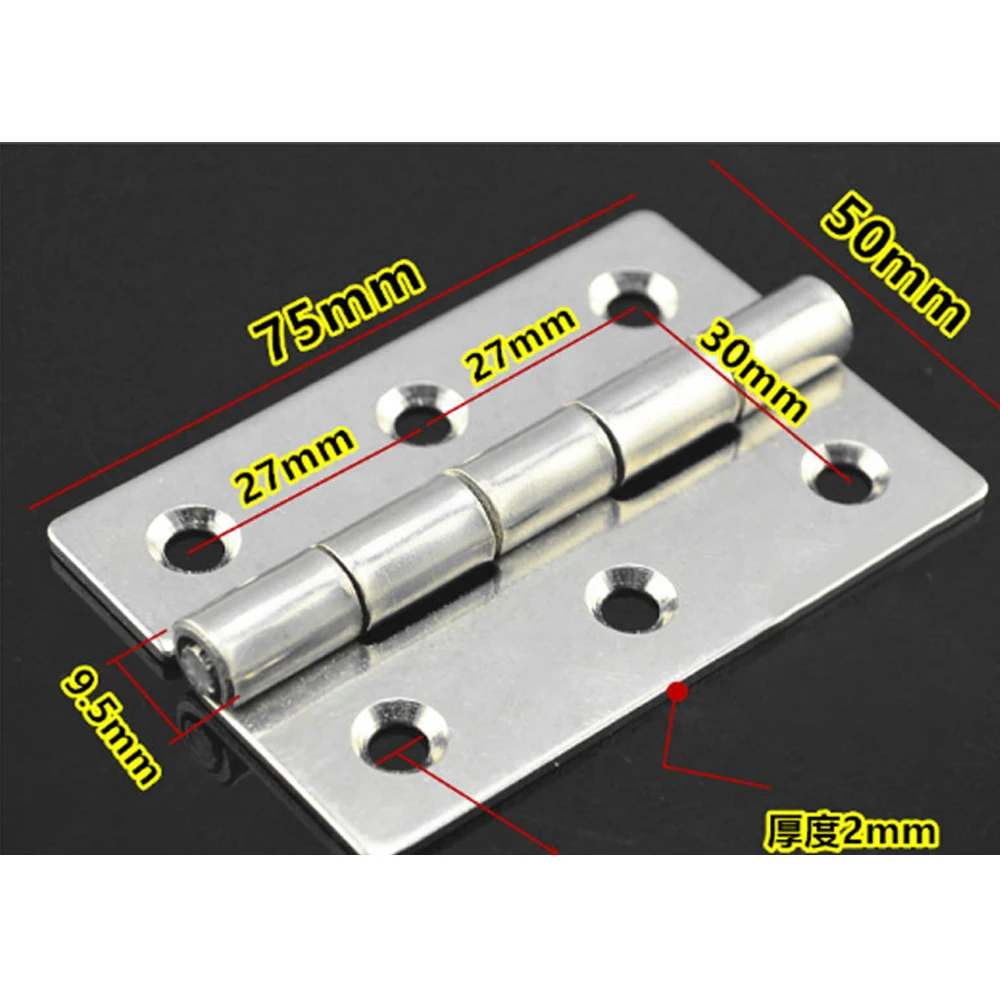 21 Pieces 304 Stainless Steel Flat Open Door Folding 75*50mm Thickness 2mm Mute Hinge