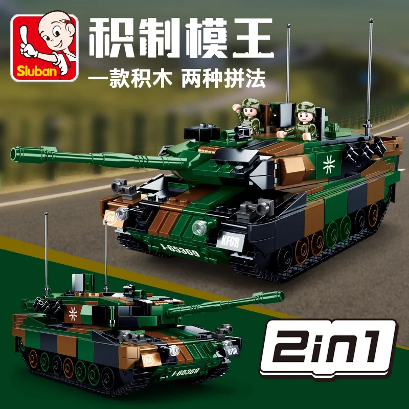 766PCS Military Leopard 2A5 Main Battle Tank Bricks WW2 Army Soldiers Building Blocks Assembly Kit MBT Educational Toys for Boys