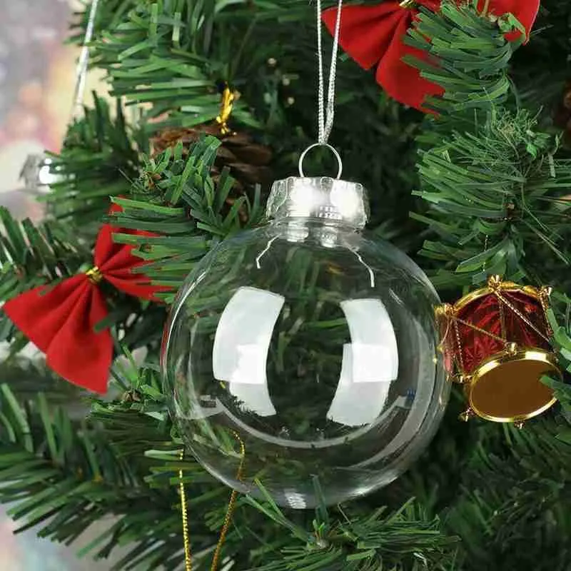 1pcs Transparent Acrylic Ball 6/8/10cm Christmas Tree Bauble Ornament Clear Ball Christmas Decoration Hanging Pendant Party Gift