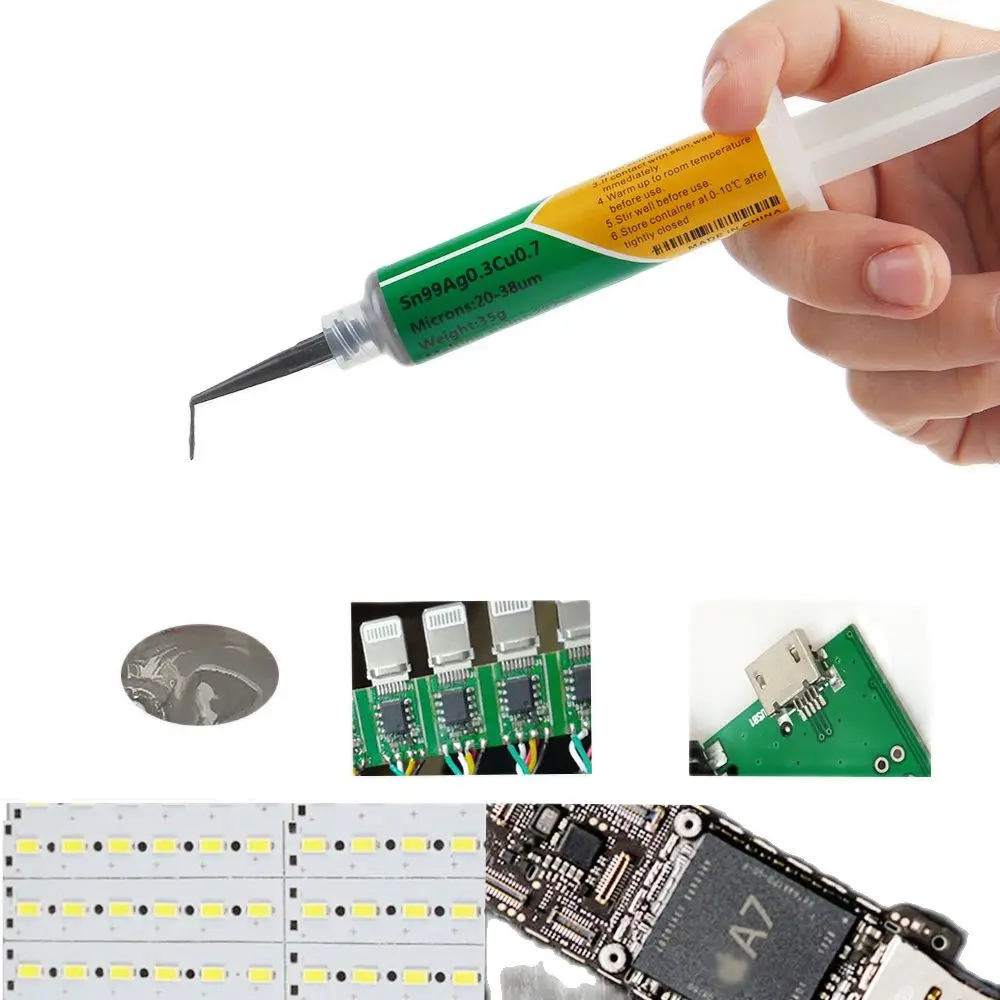 Needle-tube Type Lead-free Solder Paste Sn99Ag0.3Cu0.7 Melting Point 227℃ Repair Soldering Paste PCB Repair Welding  Paste