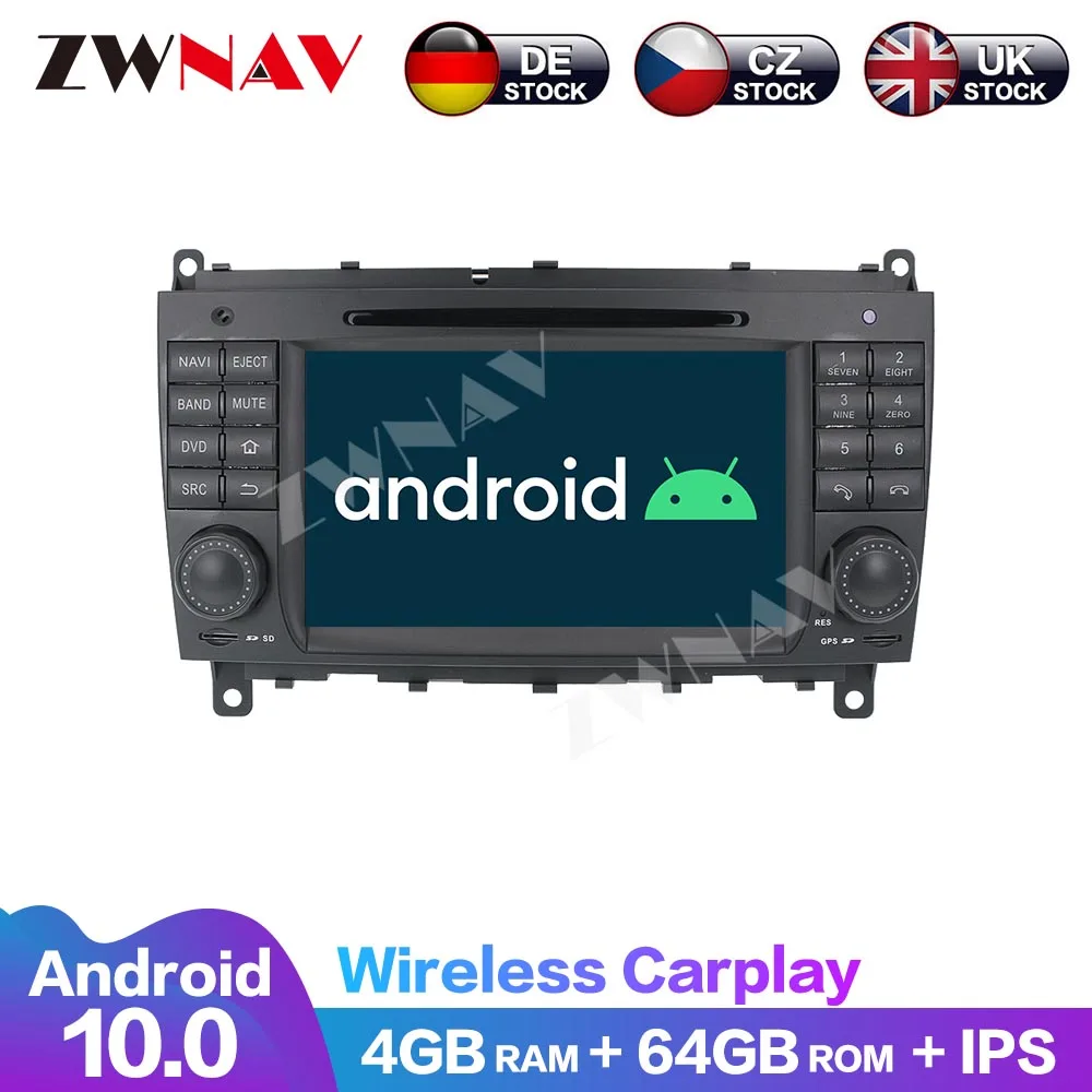 Multimedia Navi DVD Player Audio Radio Carplay Car 8 Core Android 10 64G For Mercedes Benz C W203 2004-2007 CLK W209 2004-2005