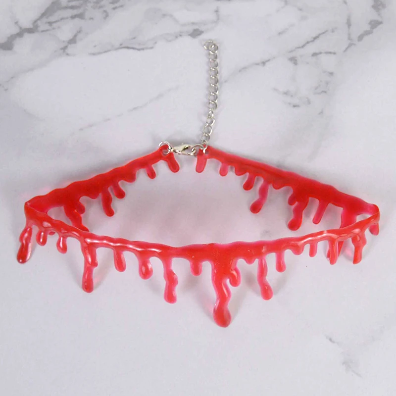 1pc Halloween Dekoration Horror Blut Tropf Halskette Gefälschte Blut Vampir Phantasie Joker Halsband Kostüm Halsketten Party Zubehör