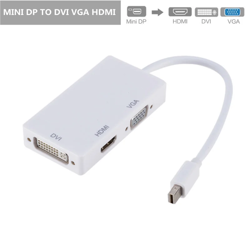 3 w 1 Mini DP DisplayPort na HDMI kompatybilny VGA DVI Adapter Mini DP konwerter kabla dla MacBook Pro Air Mini DisplayPort