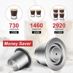 RECAFIMIL Crema Espress Reusable Filter For Nespresso Maker Refillable Coffee Capsule Reutilisable Stainless Steel Pods Grinder