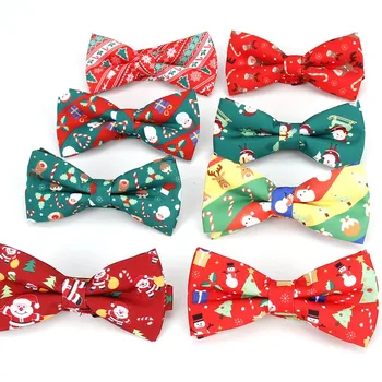 Weihnachtsfliege für Männer und Frauen, Schneemänner, Weihnachtsbaum, Schleife, vorgebunden, für Erwachsene, Seiden-Jacquard-Fliege, doppelt gefaltete Krawatten, Party