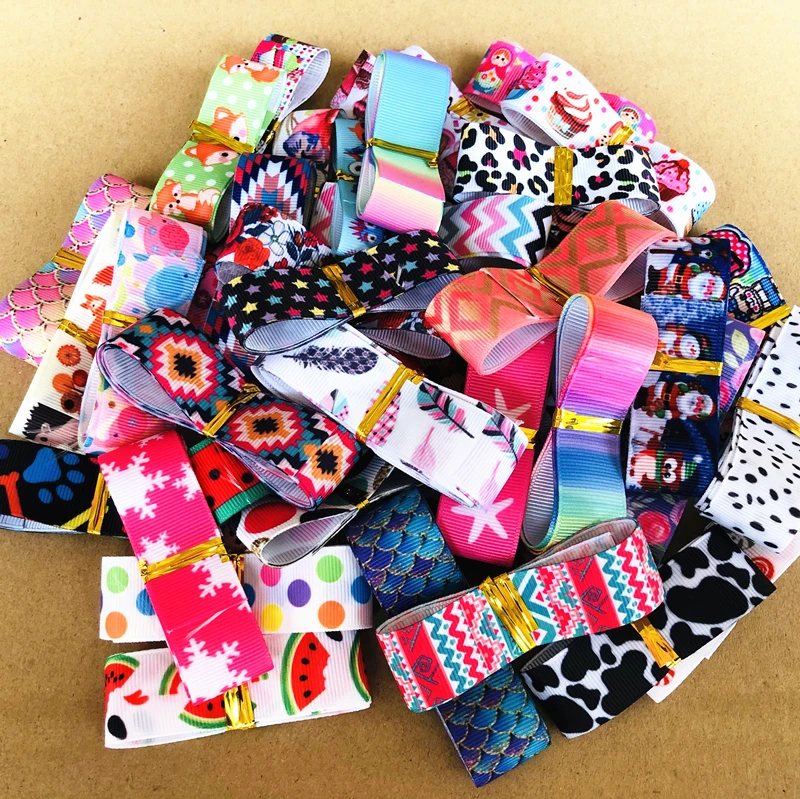 DHK 10yards Mixed Randomly Cartoon Printed Grosgrain Ribbon Accessory Hairbow Headwear Decoration DIY Wholesale OEM B2038