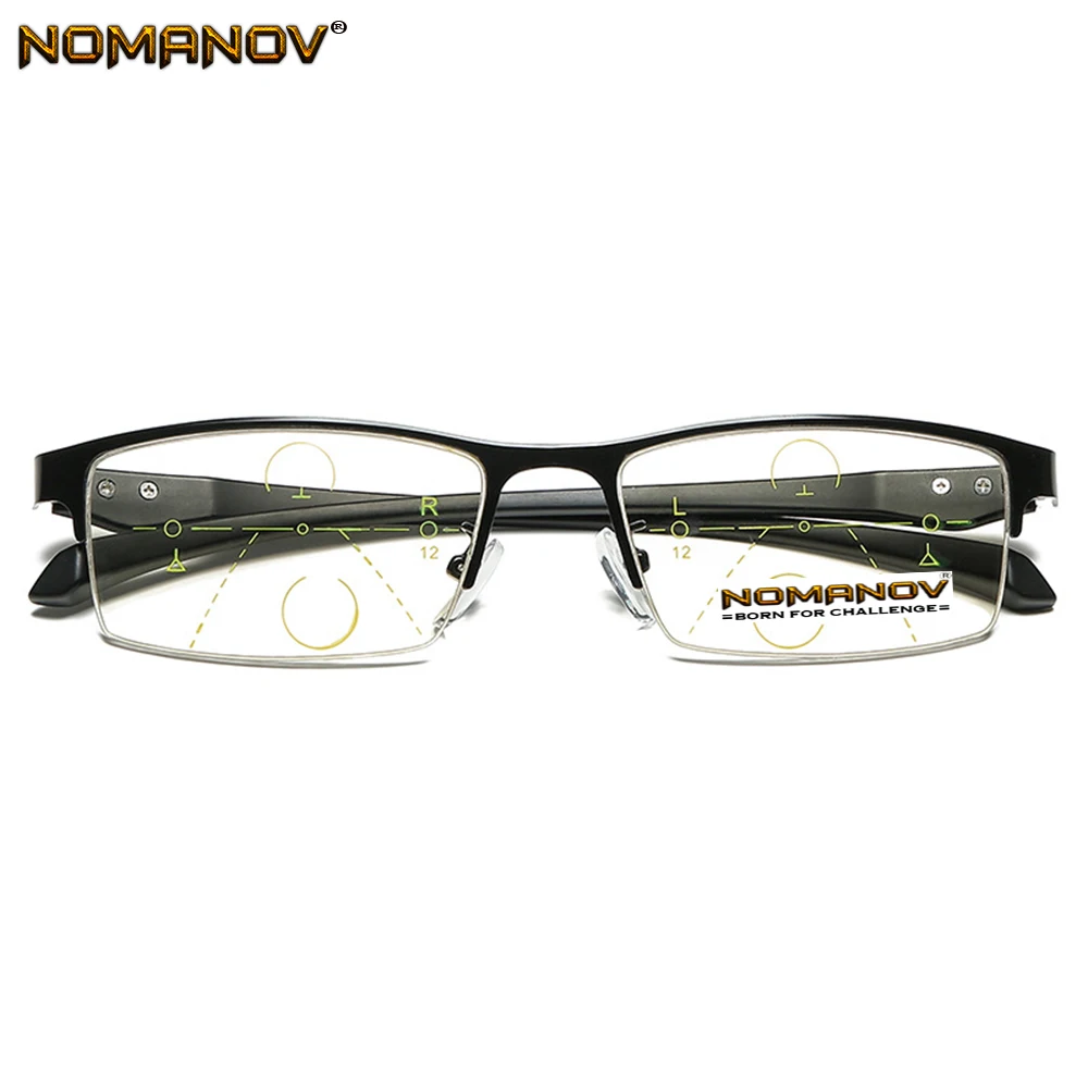 Commercial Alloy Frame Anti-fatigue Lens Men Women Progressive Multifocus Reading Glasses Add 75 100 125 150 175 200 To400
