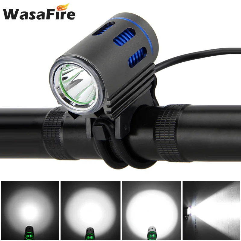 WasaFire 2000lm Bicycle Front Light XM-L2 LED Bike Headlight 4 Modes Cycling Flash Lamp with 18650 Battery Pack + Charger