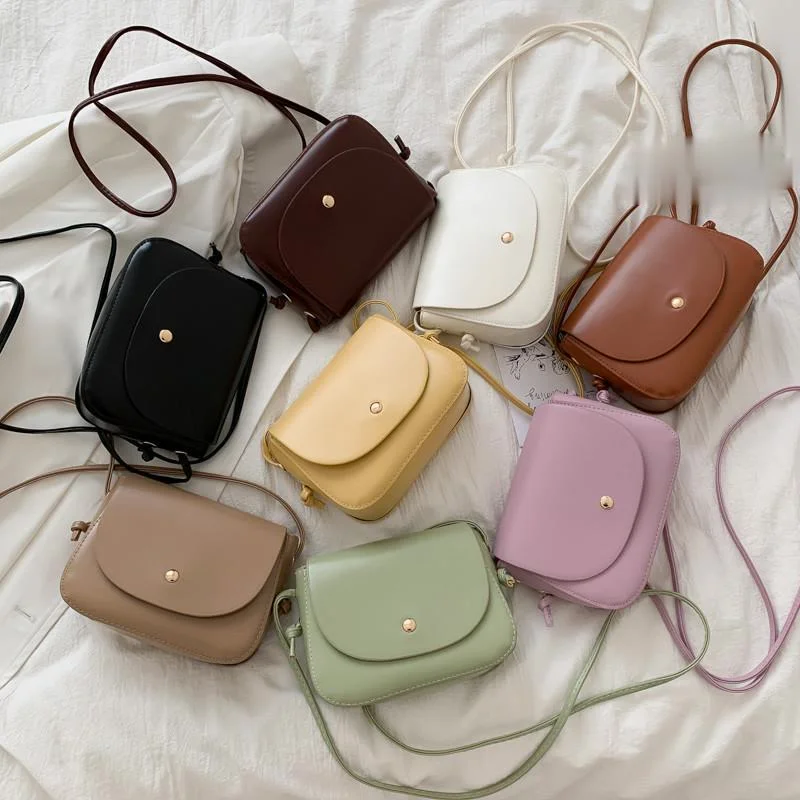 

New Arrival Women Simple Shoulder Bag Candy Color PU Leather Ladies Small Square Crossbody Bags Female Handbags Torebki Damskie