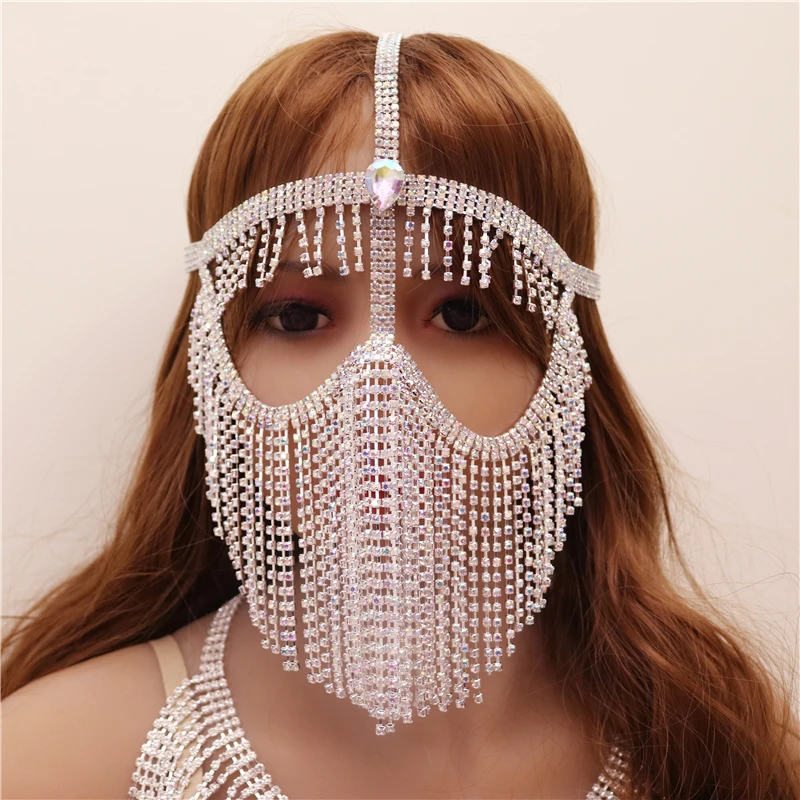 Couverture de gland en biscuits de luxe pour femmes, masque pour les yeux, bijoux de danse du ventre, cristal sexy Bling, masque Tim, accessoires pour le visage