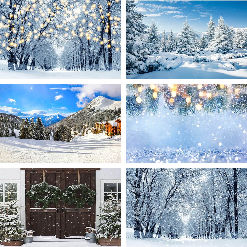 

Avezano Winter Natural Scenery Snow Jungle Christmas Newborn Kids Portrait Decor Photography Backdrop For Photo Studio Photozone