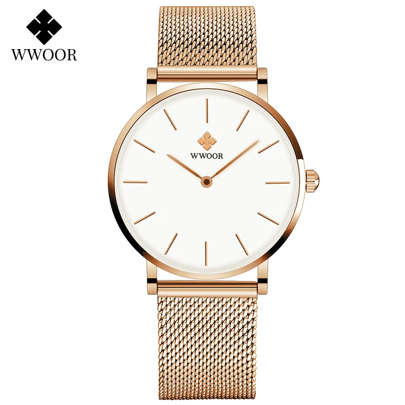 Japan Quartz Movement Watches For Women 2023 New WWOOR Luxury Waterproof Stainless Steel Rose Gold Ladies Wristwatch Reloj Mujer