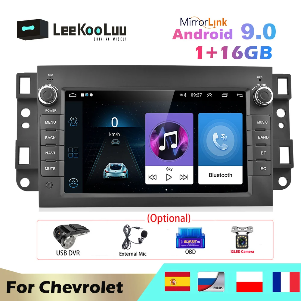 Leekooluu 2 Din autoradio lettore multimediale Android navigazione GPS Audio Bluetooth per Chevrolet Lova Captiva Gentra Aveo Epica