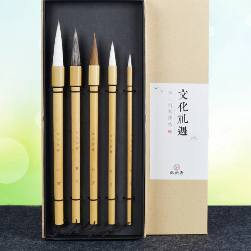 

Wooden Writing Brushes Pen Weasel Hair Traditional Ink Chinese Calligraphy Brush Set for Painting Drawing Tinta China Caligrafia